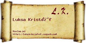 Luksa Kristóf névjegykártya