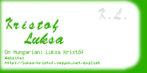 kristof luksa business card